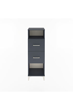 Arges Dolap Tek Raflı 2 Çekmeceli 44x30x134 Antrasit-Antrasit