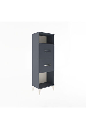 Arges Dolap Tek Raflı 2 Çekmeceli 44x30x134 Antrasit-Antrasit