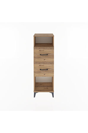 Arges Dolap Tek Raflı 2 Çekmeceli 44x30x134 Çam-Çam
