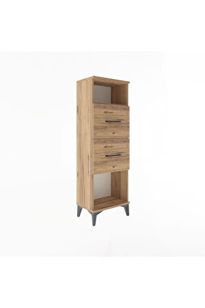 Arges Dolap Tek Raflı 2 Çekmeceli 44x30x134 Çam-Çam