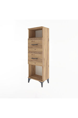 Arges Dolap Tek Raflı 2 Çekmeceli 44x30x134 Çam-Çam
