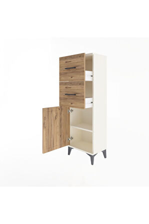 Arges Dolap Tek Raflı 2 Çekmeceli Tek Kapaklı 44x30x134 Aytaşı-Çam