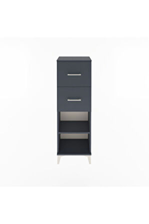 Arges Dolap Tek Raflı 2 Çekmeceli 44x30x134 Antrasit-Antrasit