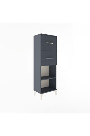 Arges Dolap Tek Raflı 2 Çekmeceli 44x30x134 Antrasit-Antrasit