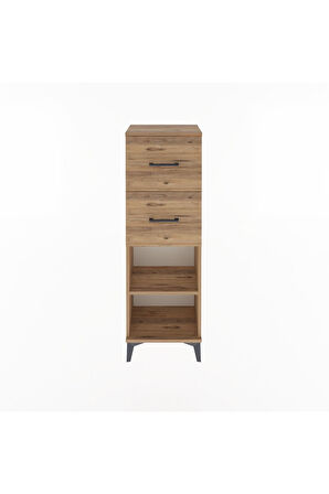 Arges Dolap Tek Raflı 2 Çekmeceli 44x30x134 Çam-Çam