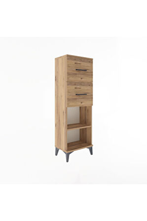 Arges Dolap Tek Raflı 2 Çekmeceli 44x30x134 Çam-Çam