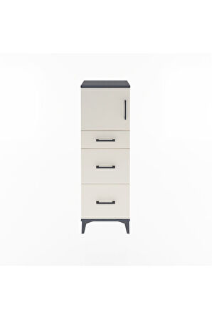 Arges Dolap Tek Raflı 3 Çekmeceli Tek Kapaklı 44x30x134 Antrasit-Aytaşı