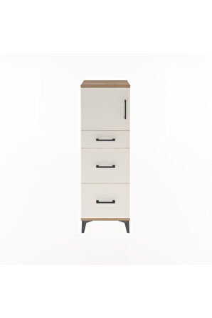 Arges Dolap Tek Raflı 3 Çekmeceli Tek Kapaklı 44x30x134 Çam-Aytaşı