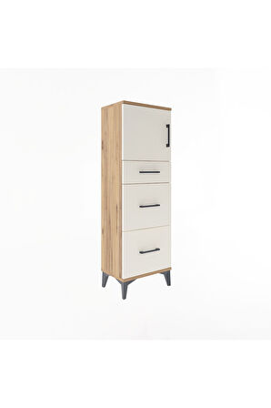 Arges Dolap Tek Raflı 3 Çekmeceli Tek Kapaklı 44x30x134 Çam-Aytaşı