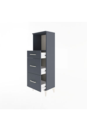 Arges Dolap Tek Raflı 3 Çekmeceli 44x30x134 Antrasit-Antrasit