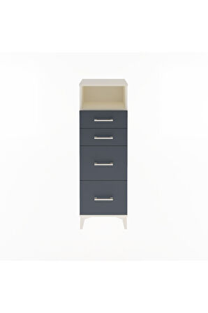 Arges Dolap Tek Raflı 4 Çekmeceli 44x30x134 Aytaşı-Antrasit