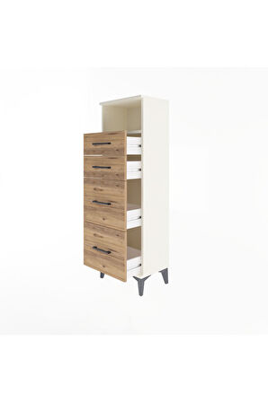 Arges Dolap Tek Raflı 4 Çekmeceli 44x30x134 Aytaşı-Çam