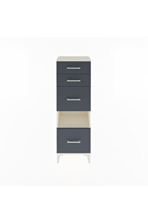 Arges Dolap Tek Raflı 4 Çekmeceli 44x30x134 Aytaşı-Antrasit