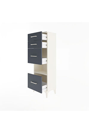 Arges Dolap Tek Raflı 4 Çekmeceli 44x30x134 Aytaşı-Antrasit