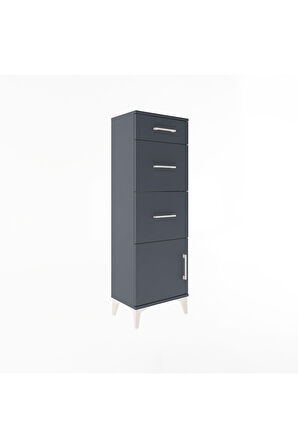 Arges Dolap 3 Çekmeceli Tek Kapaklı 44x30x134 Antrasit-Antrasit