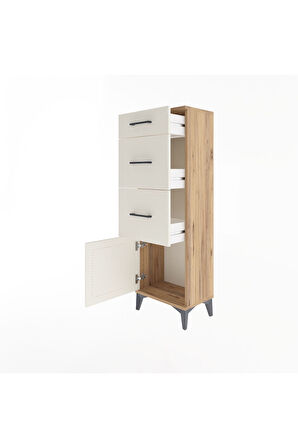 Arges Dolap 3 Çekmeceli Tek Kapaklı 44x30x134 Çam-Aytaşı