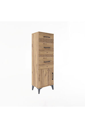 Arges Dolap 3 Çekmeceli Tek Kapaklı 44x30x134 Çam-Çam