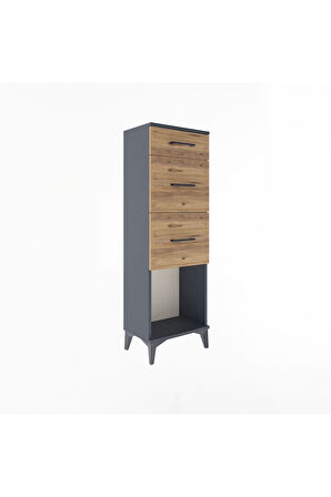 Arges Dolap 3 Çekmeceli 44x30x134 Antrasit-Çam