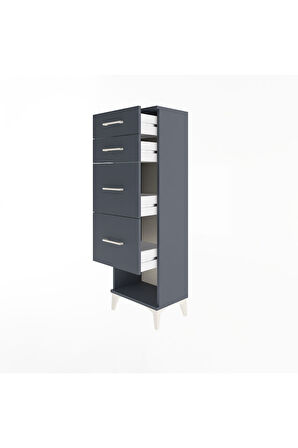 Arges Dolap 4 Çekmeceli 44x30x134 Antrasit-Antrasit