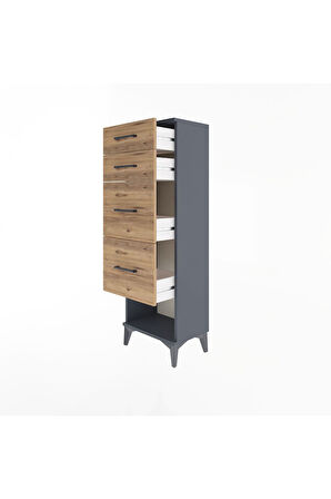 Arges Dolap 4 Çekmeceli 44x30x134 Antrasit-Çam