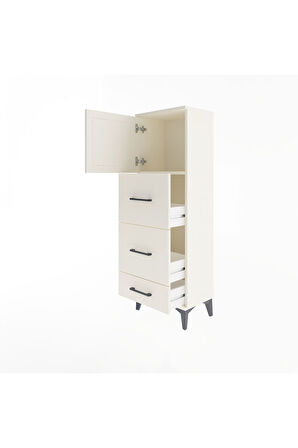 Arges Dolap Tek Raflı 3 Çekmeceli Tek Kapaklı 44x30x134 Aytaşı-Aytaşı