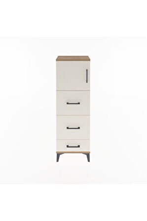 Arges Dolap Tek Raflı 3 Çekmeceli Tek Kapaklı 44x30x134 Çam-Aytaşı