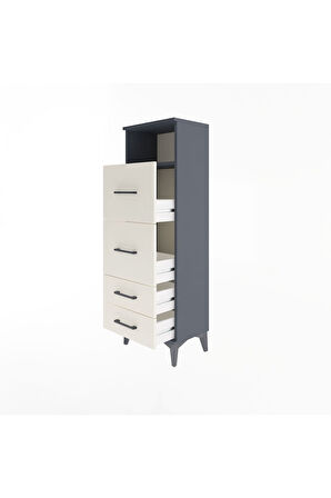 Arges Dolap Tek Raflı 4 Çekmeceli 44x30x134 Antrasit-Aytaşı