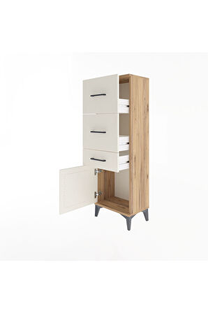 Arges Dolap 3 Çekmeceli Tek Kapaklı 44x30x134 Çam-Aytaşı