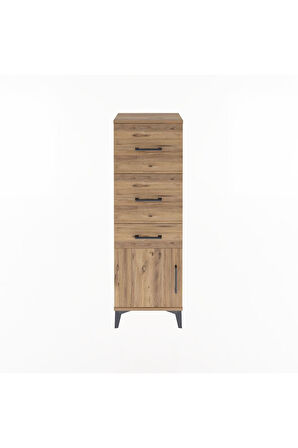 Arges Dolap 3 Çekmeceli Tek Kapaklı 44x30x134 Çam-Çam