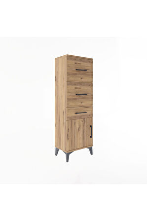Arges Dolap 3 Çekmeceli Tek Kapaklı 44x30x134 Çam-Çam