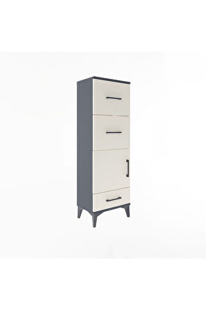 Arges Dolap Tek Raflı 3 Çekmeceli Tek Kapaklı 44x30x134 Antrasit-Aytaşı