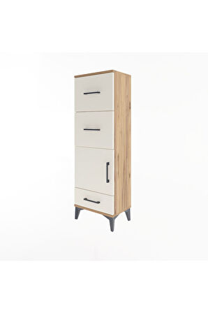 Arges Dolap Tek Raflı 3 Çekmeceli Tek Kapaklı 44x30x134 Çam-Aytaşı