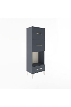 Arges Dolap Tek Raflı 3 Çekmeceli 44x30x134 Antrasit-Antrasit