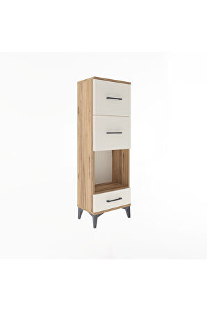 Arges Dolap Tek Raflı 3 Çekmeceli 44x30x134 Çam-Aytaşı