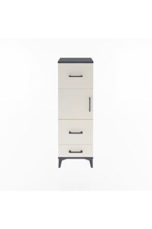 Arges Dolap Tek Raflı 3 Çekmeceli Tek Kapaklı 44x30x134 Antrasit-Aytaşı