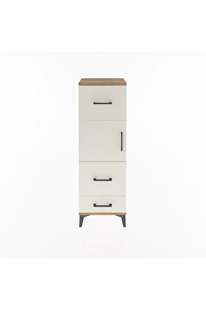 Arges Dolap Tek Raflı 3 Çekmeceli Tek Kapaklı 44x30x134 Çam-Aytaşı