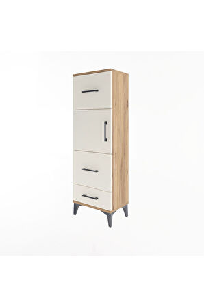 Arges Dolap Tek Raflı 3 Çekmeceli Tek Kapaklı 44x30x134 Çam-Aytaşı