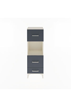 Arges Dolap Tek Raflı 3 Çekmeceli 44x30x134 Aytaşı-Antrasit