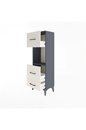 Arges Dolap Tek Raflı 3 Çekmeceli 44x30x134 Antrasit-Aytaşı