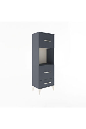 Arges Dolap Tek Raflı 3 Çekmeceli 44x30x134 Antrasit-Antrasit