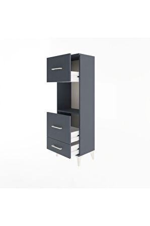 Arges Dolap Tek Raflı 3 Çekmeceli 44x30x134 Antrasit-Antrasit