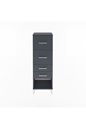 Arges Dolap 4 Çekmeceli 44x30x134 Antrasit-Antrasit