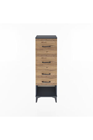 Arges Dolap 4 Çekmeceli 44x30x134 Antrasit-Çam