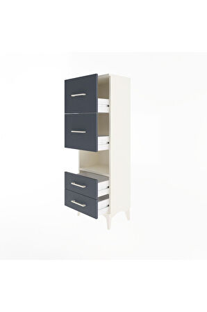 Arges Dolap Tek Raflı 4 Çekmeceli 44x30x134 Aytaşı-Antrasit
