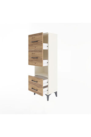 Arges Dolap Tek Raflı 4 Çekmeceli 44x30x134 Aytaşı-Çam