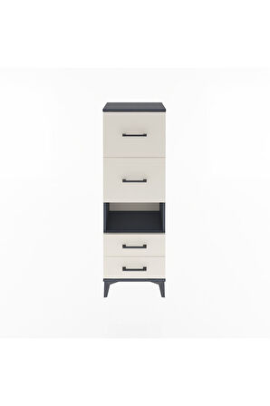 Arges Dolap Tek Raflı 4 Çekmeceli 44x30x134 Antrasit-Aytaşı