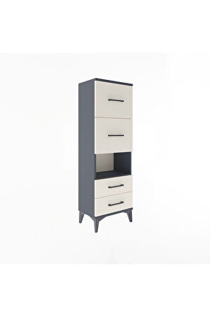 Arges Dolap Tek Raflı 4 Çekmeceli 44x30x134 Antrasit-Aytaşı