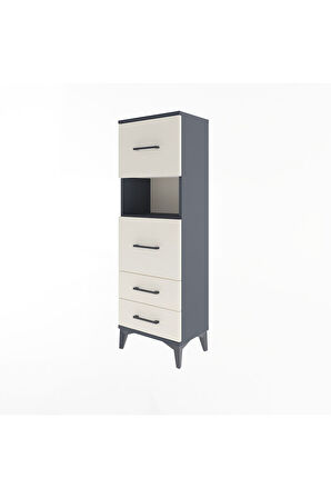 Arges Dolap Tek Raflı 4 Çekmeceli 44x30x134 Antrasit-Aytaşı