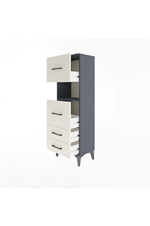 Arges Dolap Tek Raflı 4 Çekmeceli 44x30x134 Antrasit-Aytaşı