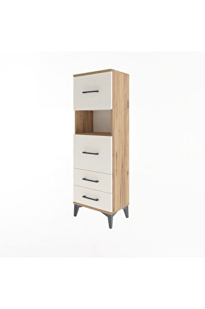Arges Dolap Tek Raflı 4 Çekmeceli 44x30x134 Çam-Aytaşı